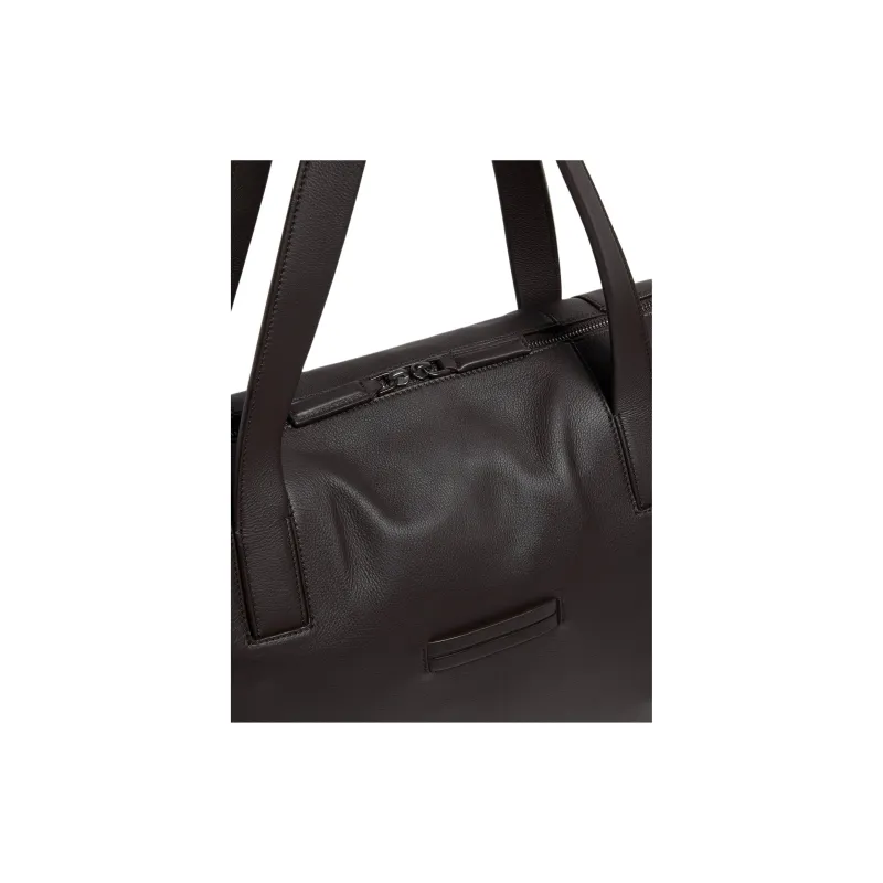Zegna Calfskin One Shoulder Handbag Unisex Dark Brown-3