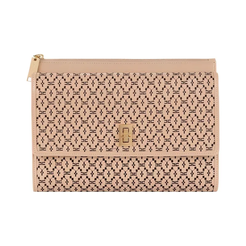 Elisabetta Franchi Leather Clutch Large Size Women's Multicolor-0