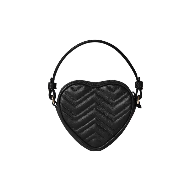 GUCCI GG Marmont Leather Heart Shaped Bag, One Shoulder Handbag Mini Women's Black-4