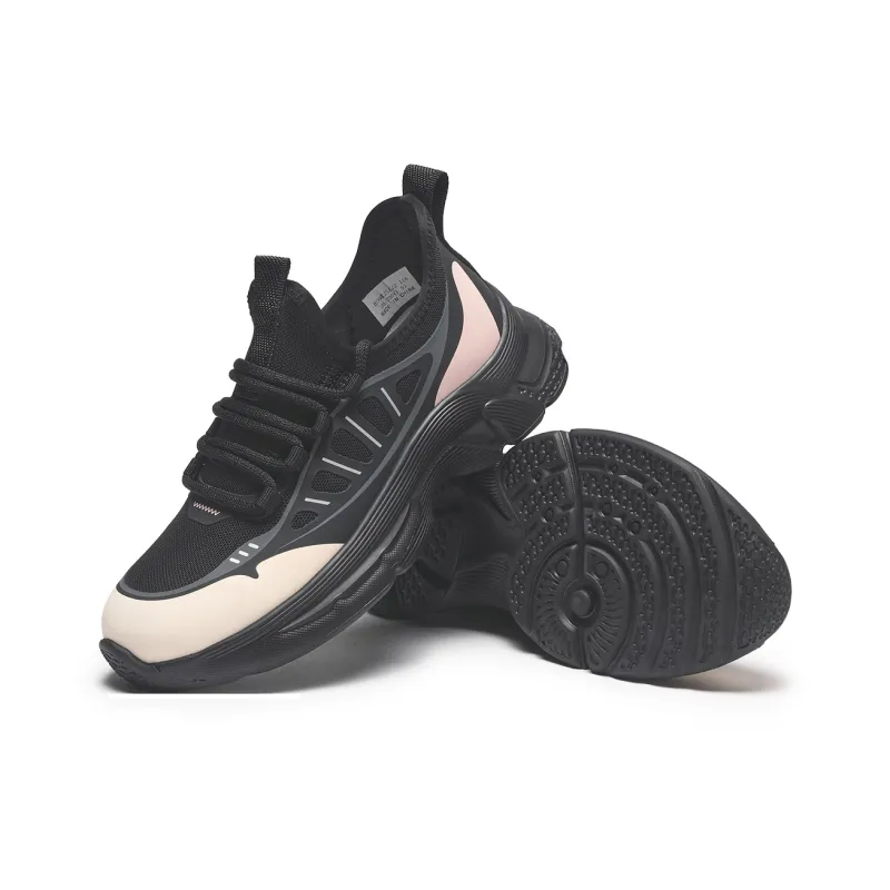 Hotwind Abrasion Resistant Breathable Low Top Casual Shoes Women's Black Beige-4