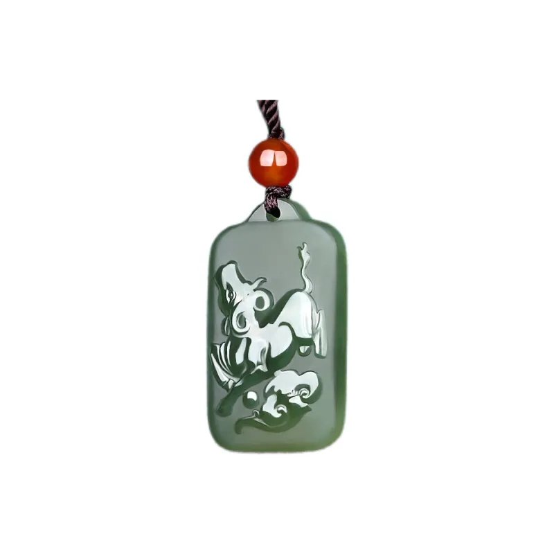 Liu Jinfu Hetian Jade Pendants Green Jade Unisex-18