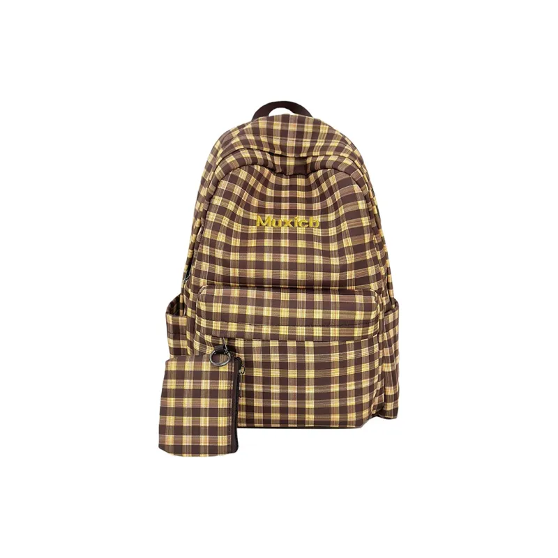 AIBAG Nylon Backpack Laptop Bag Unisex Yellow/Coffee/Dark Blue-4
