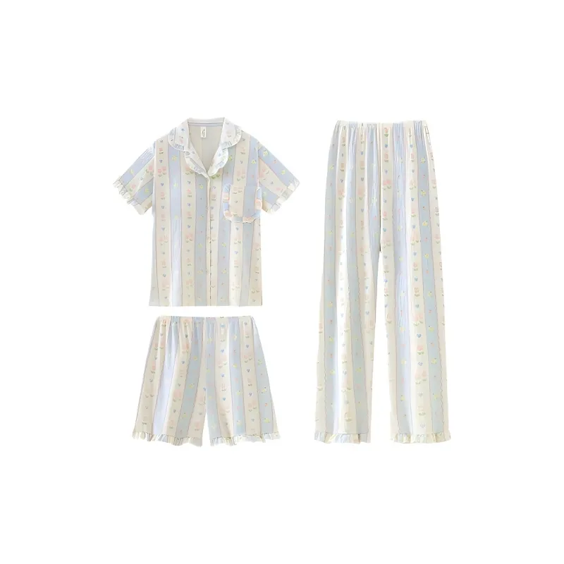 XIAFENYAN Pajama Set Women's Light Blue-0