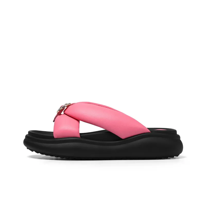 GOLDLION Cut Out Rhinestone Slide Slippers Women's-5