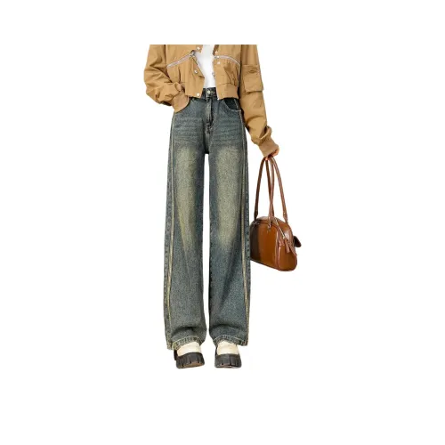 FAWENXIANGZI Jeans Women's Vintage Blue