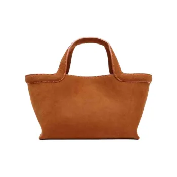 ZARA Cow Leather Tote Bag, Shopping Bag, Crossbody Bag, One Shoulder Handbag Mini Women's Orange