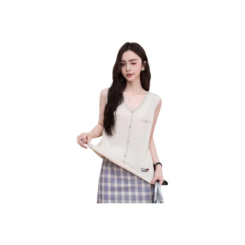 FAWENXIANGZI Tank Tops Women's Apricot-0