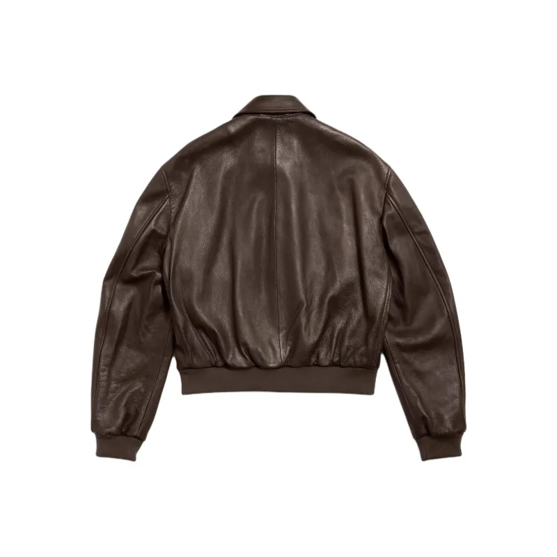 Balenciaga Taxi Leather Jacket Loose Fit Men's Dark Brown-1