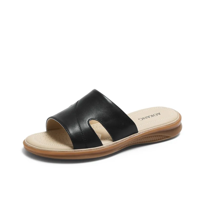 AOKANG PVC Polyvinyl Chloride Slip Resistant Slide Slippers Women's-0