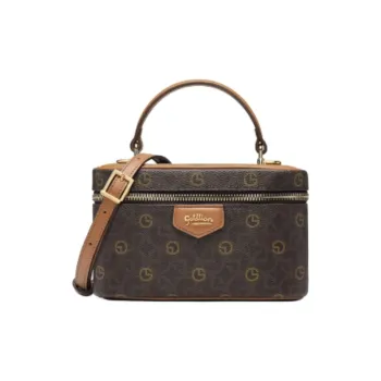 GOLDLION PVC Box Bag Handbag Trumpets Women's Brown Coffee