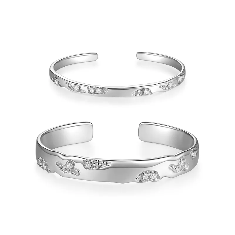 ACROWM Silver Plated Copper Bangles Unisex-8