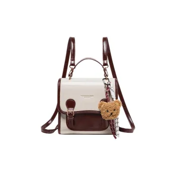15 MINS Synthetic Leather Backpack Women's White/Brown/Black/Burgundy