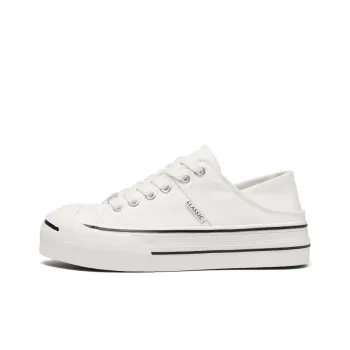 ZHR Classic Open Ended Smile Anti Slip Wear Resistant Low Top Canvas Shoes Women's White