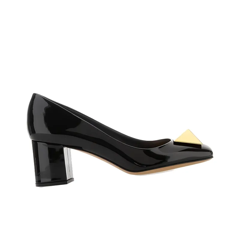 Valentino Rockstud Chunky Heel High Heels Women's Black-1