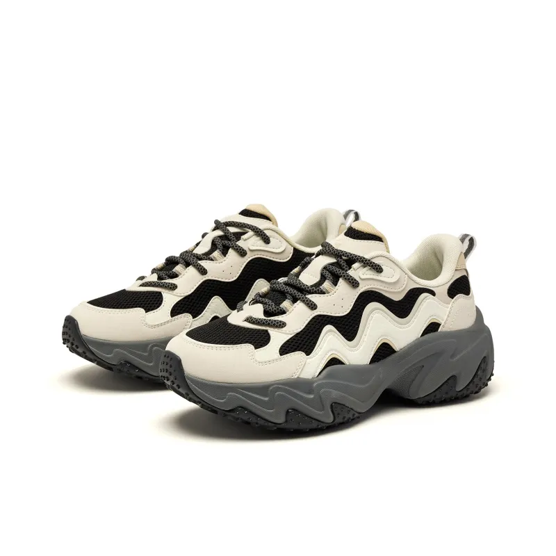 QIAODAN Anti Slip Wear Resistant Low Top Casual Shoes Women's Black Raw Denim White-2