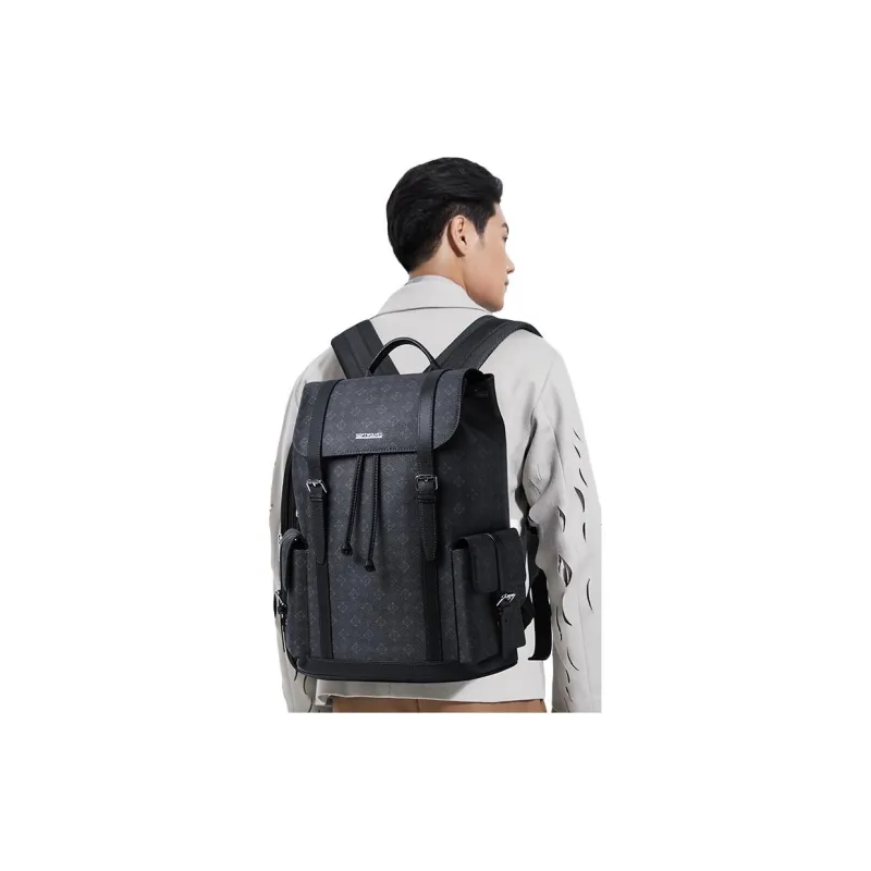SEPTWOLVES Fabric Backpack Unisex Black-4