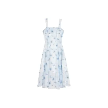 MPOX Slip Dresses Women's Lake Blue Long Skirt
