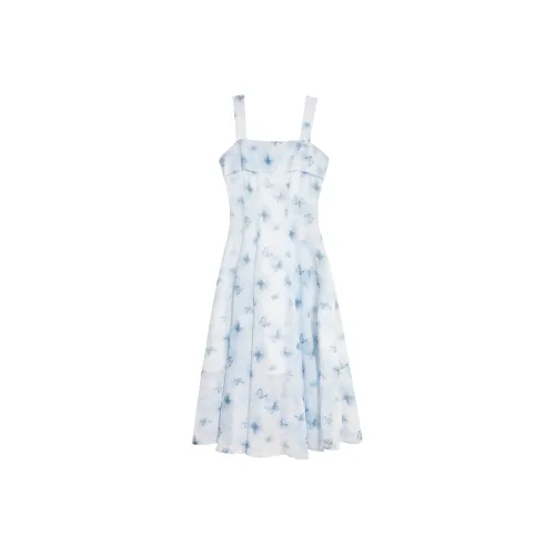 MPOX Slip Dresses Women's Lake Blue Long Skirt