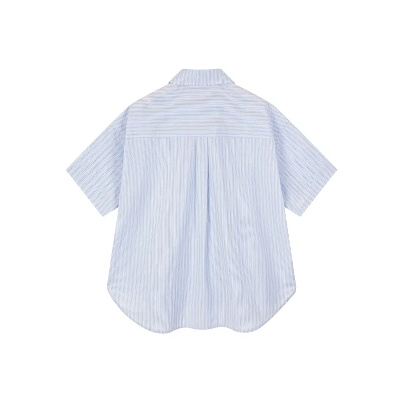 Saotome Shirts Women's Blue Stripes Pattern Includes Mosquito Repellent Patches-1