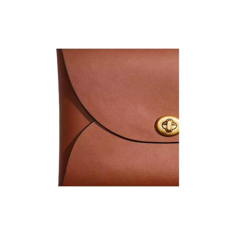 COACH Pouch Leather Wrist Bags Clutches Extra Large Women's Brown-3