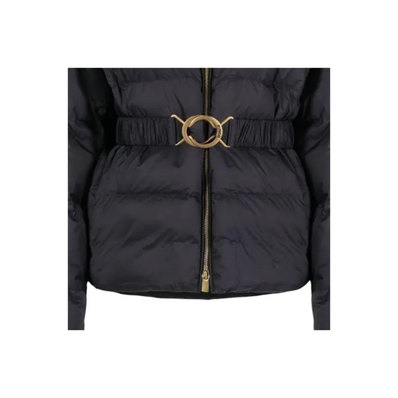 PINKO Logo Print Collar Puffer Jacket-4