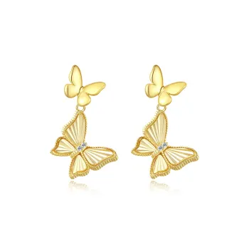 MAXTHINK S925 Silver Stud Earrings Women's Gold