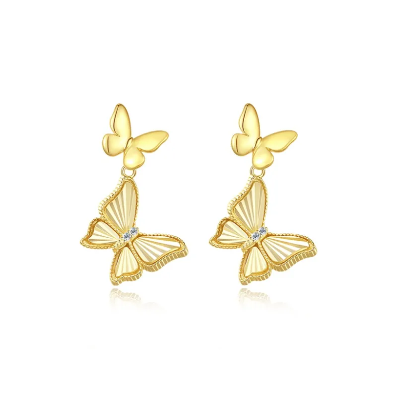 MAXTHINK S925 Silver Stud Earrings Women's Gold-0