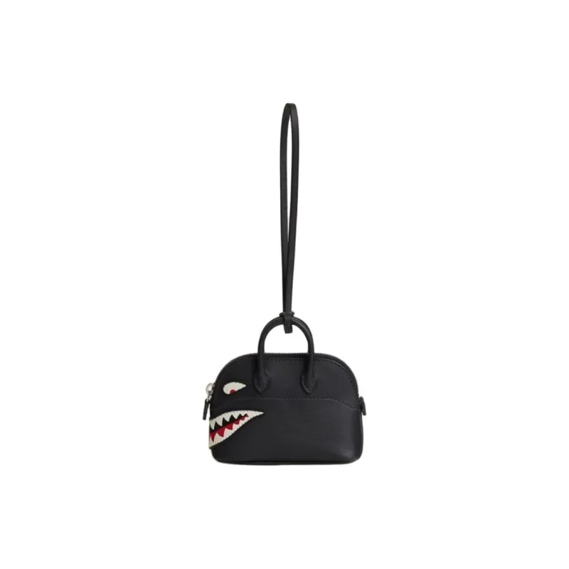 HERMES Swift Calf Leather Bowling Bag Pendant Bag Accessory Women's 3Y Caban Black Velvet & Navy Blue-0