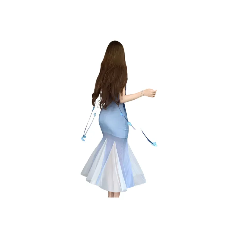 FLIM Slip Dresses Women's Blue-1