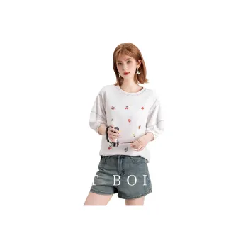 FAWENXIANGZI Drop Shoulder Sleeve T Shirt Women's