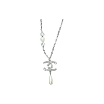 CHANEL Pearl Necklaces Women's Silver