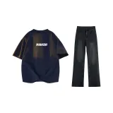 Navy Blue+Black Gray Jeans