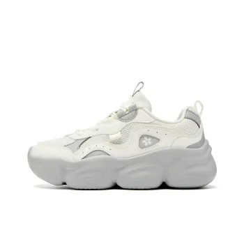 QIAODAN Abrasion Resistant Breathable Slip Resistant Low Top Casual Shoes Women's Ivory White Snow Gray