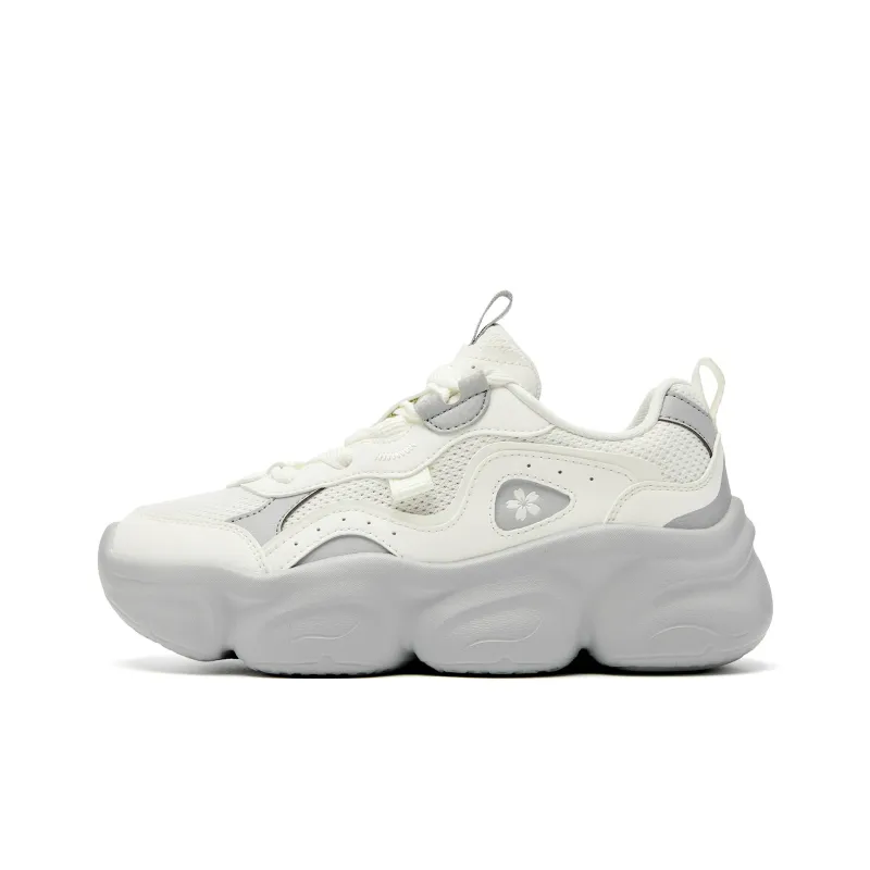 QIAODAN Abrasion Resistant Breathable Slip Resistant Low Top Casual Shoes Women's Ivory White Snow Gray-0