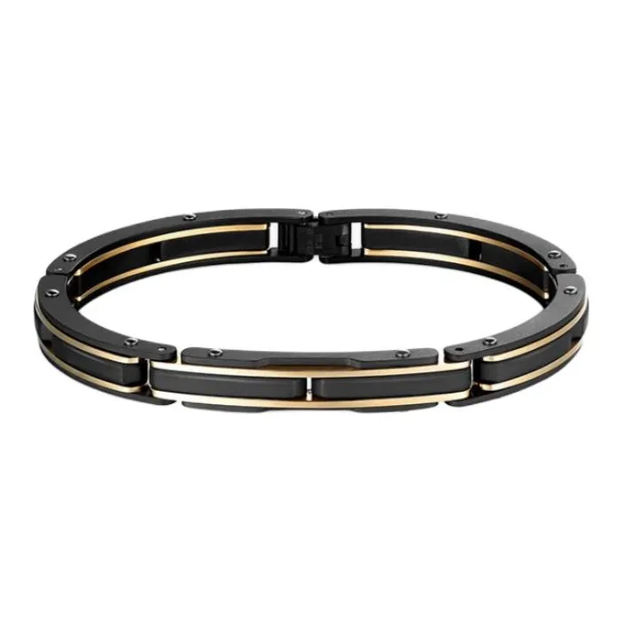 BROSWAY Titanium Steel Bracelets Men's Black Gold-0