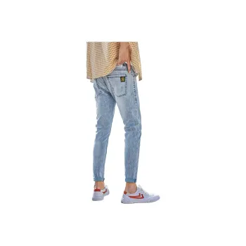 YUQIAN Jeans Men Blue Gray Ankle Length Pants