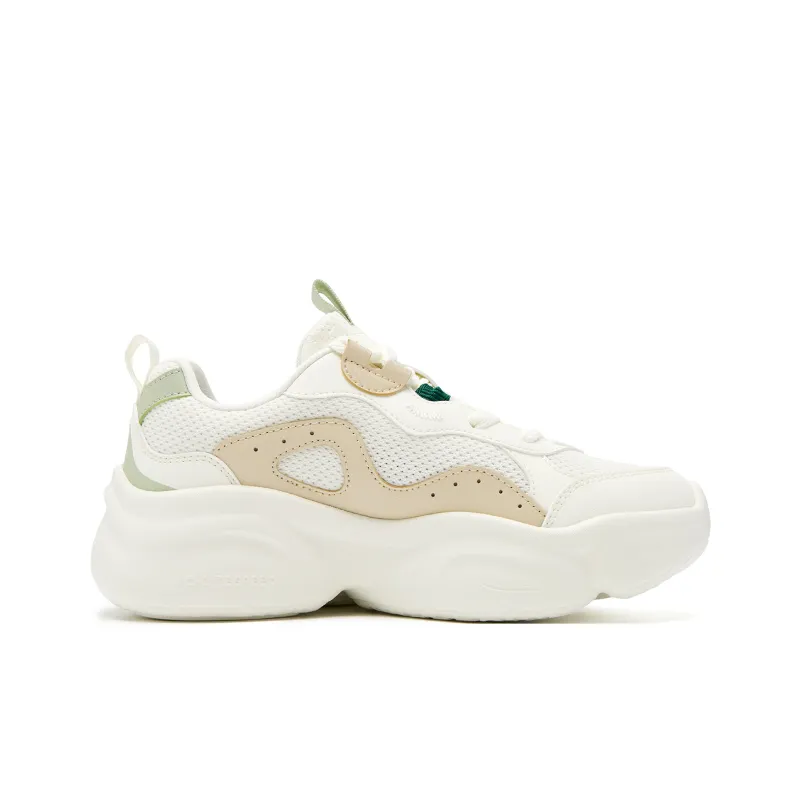 QIAODAN Abrasion Resistant Breathable Slip Resistant Low Top Casual Shoes Women's Ivory White Birch Khaki-1