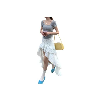 Flowers In Water Casual Long Skirt Women's