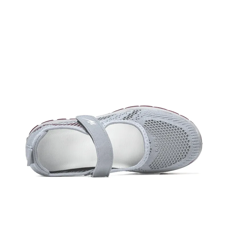DOUBLE STAR 88 Flyknit Abrasion Resistant Slip Resistant Low Top Casual Shoes Women's Gray, Red, Black-2