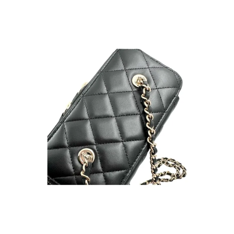 CHANEL Sheepskin Crossbody Bags Trumpets Women's Black-4