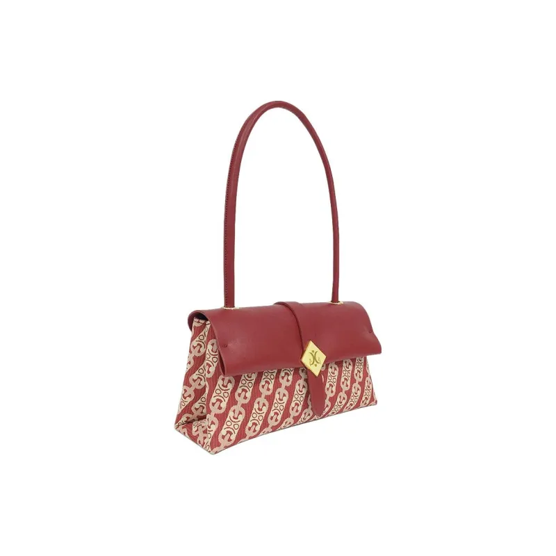 MACK JODAER Synthetic Leather Handbag, Shoulder Bag Women's Red & Ecru-1