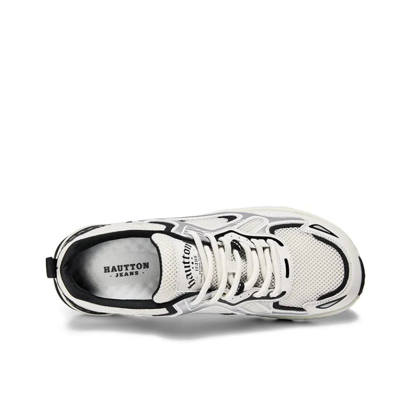 Hautton Jeans Lightweight And Breathable Low Top Casual Shoes Men's White Silver-17