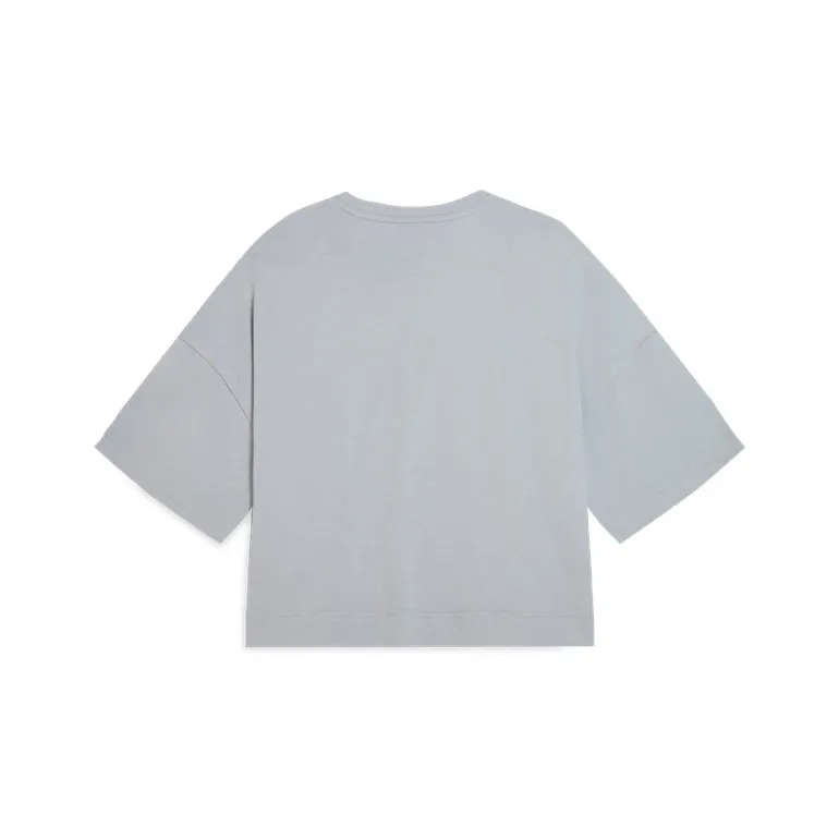 PUMA Elevatedgraphic Drop Shoulder Sleeve T Shirt Women's Light Gray-1