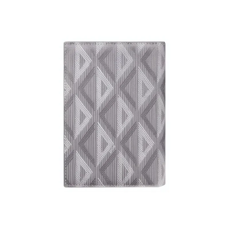 DIOR CD Diamond Canvas Passport Case Card Holder Wallet Passport Holder Men's Gray-1