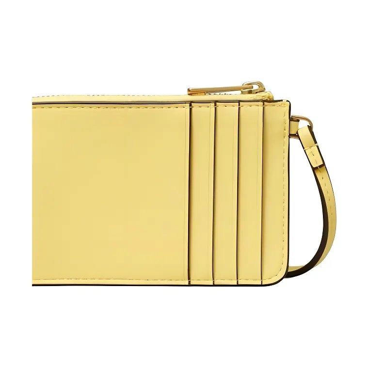 TORY BURCH Ella Leather Card Holder Women's Lemon-4