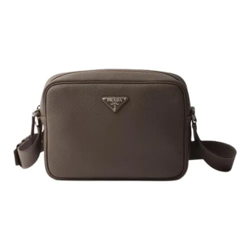 PRADA Cow Leather Shoulder Bag Women's Bamboo Gray