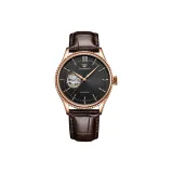 GS51154P. L C.B Black Dial Gold Case Brown Strap