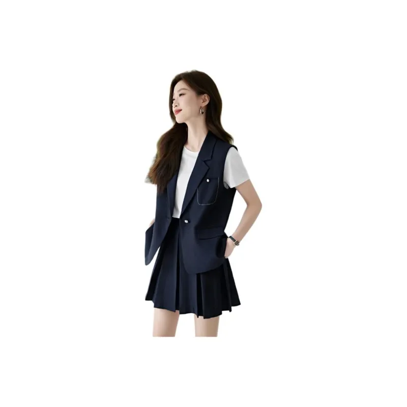 Mo Han Yi Mei Skirt Set Women's Navy Blue-0