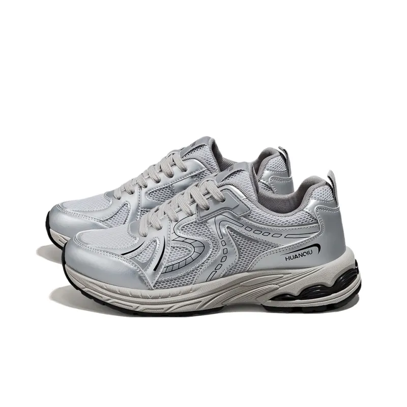 HUANQIU Slip Resistant, Balance, Lightweight Low Top Casual Shoes Men's Silver-1