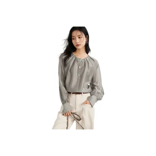 Mo Han Yi Mei Shirt Women's Linen Gray